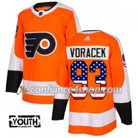 Adidas Maillot de Hockey Philadelphia Flyers Jakub Voracek 93 2017-2018 Orange USA Flag Fashion Authentic - Enfant